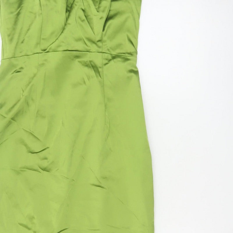 Coast Women Green UK 8 Satin Cowl Neck Midi Sheath Occasion Dress