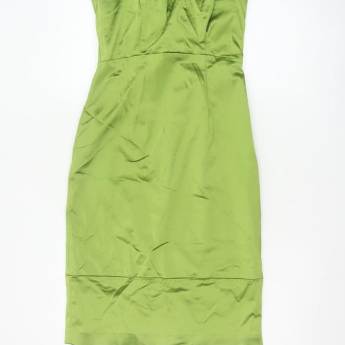 Coast Women Green UK 8 Satin Cowl Neck Midi Sheath Occasion Dress