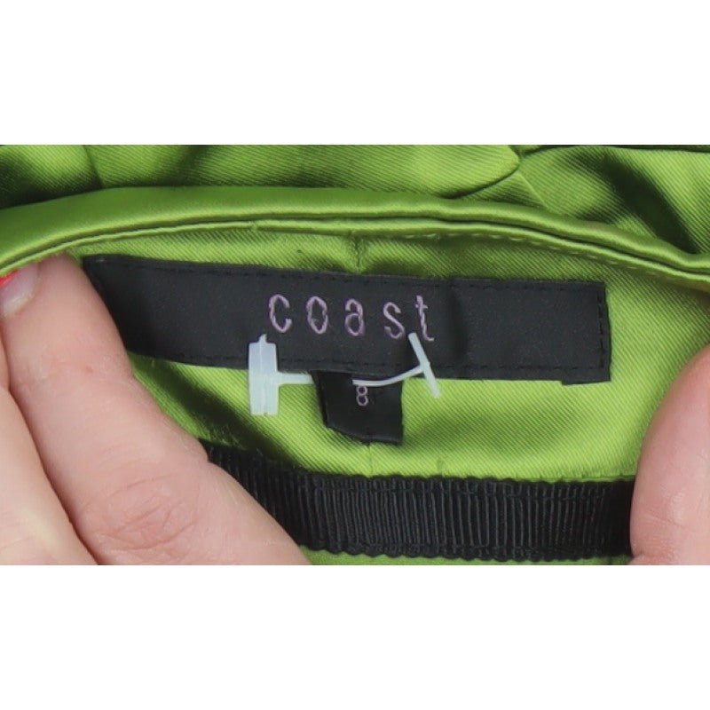 Coast Women Green UK 8 Satin Cowl Neck Midi Sheath Occasion Dress