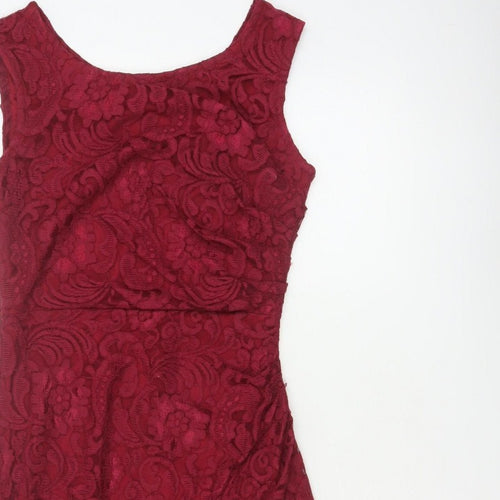 Joe Browns Women Red UK 10 Floral Lace Bodycon Knee Length Party Dress