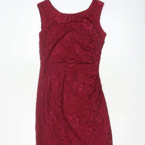 Joe Browns Women Red UK 10 Floral Lace Bodycon Knee Length Party Dress
