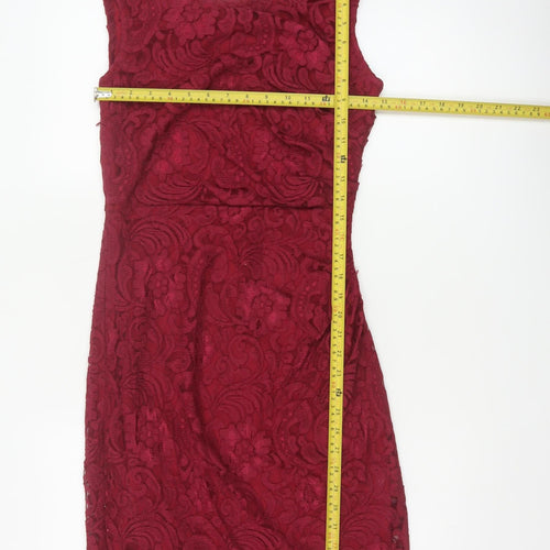 Joe Browns Women Red UK 10 Floral Lace Bodycon Knee Length Party Dress