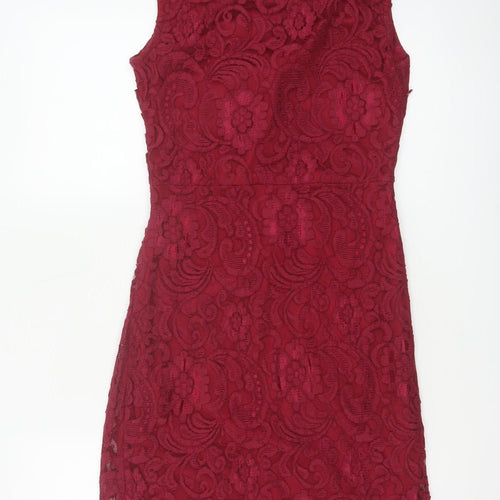 Joe Browns Women Red UK 10 Floral Lace Bodycon Knee Length Party Dress