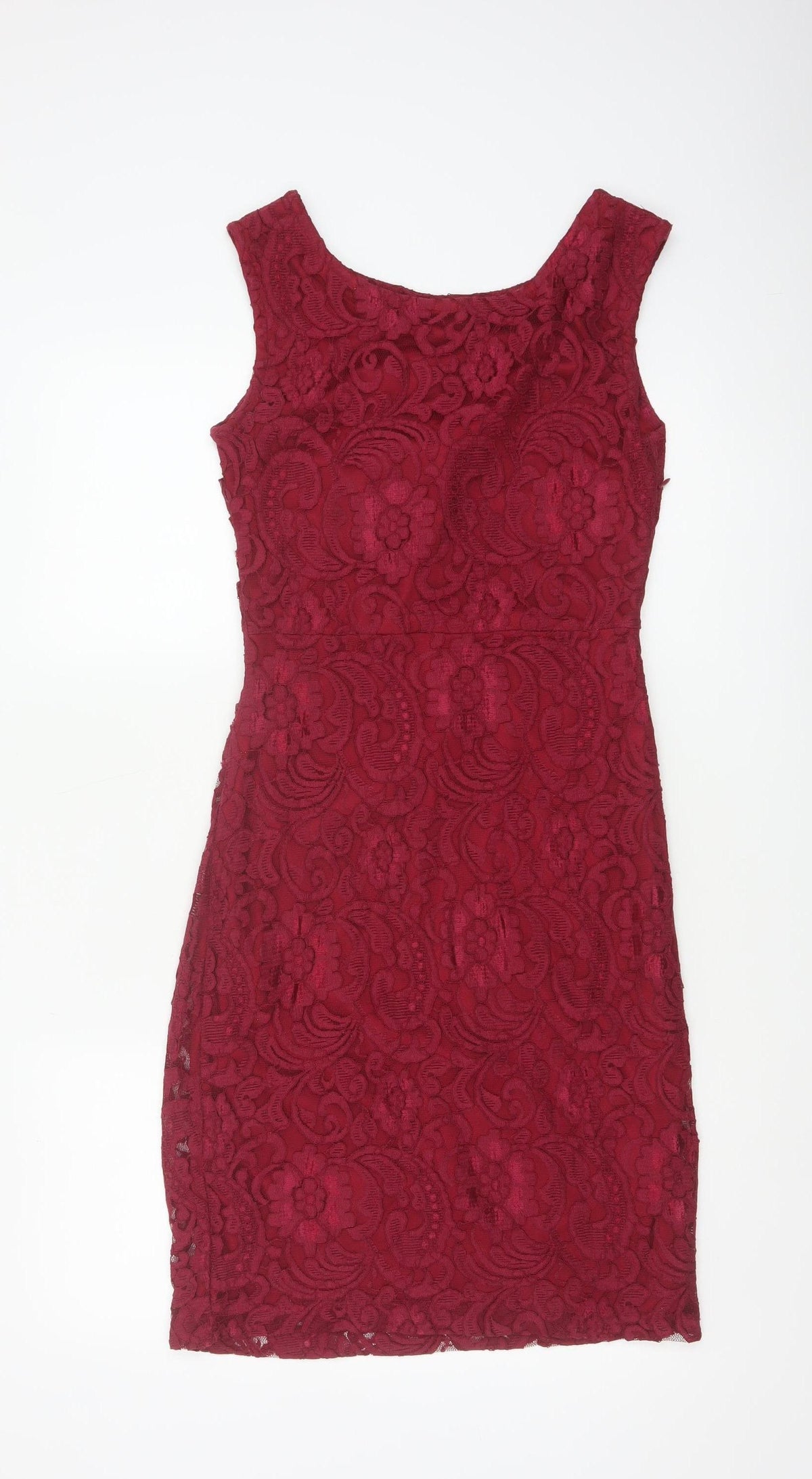Joe Browns Women Red UK 10 Floral Lace Bodycon Knee Length Party Dress