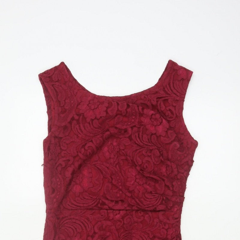 Joe Browns Women Red UK 10 Floral Lace Bodycon Knee Length Party Dress