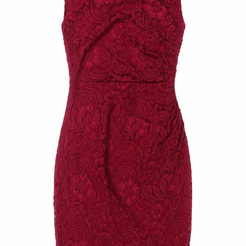 Joe Browns Women Red UK 10 Floral Lace Bodycon Knee Length Party Dress