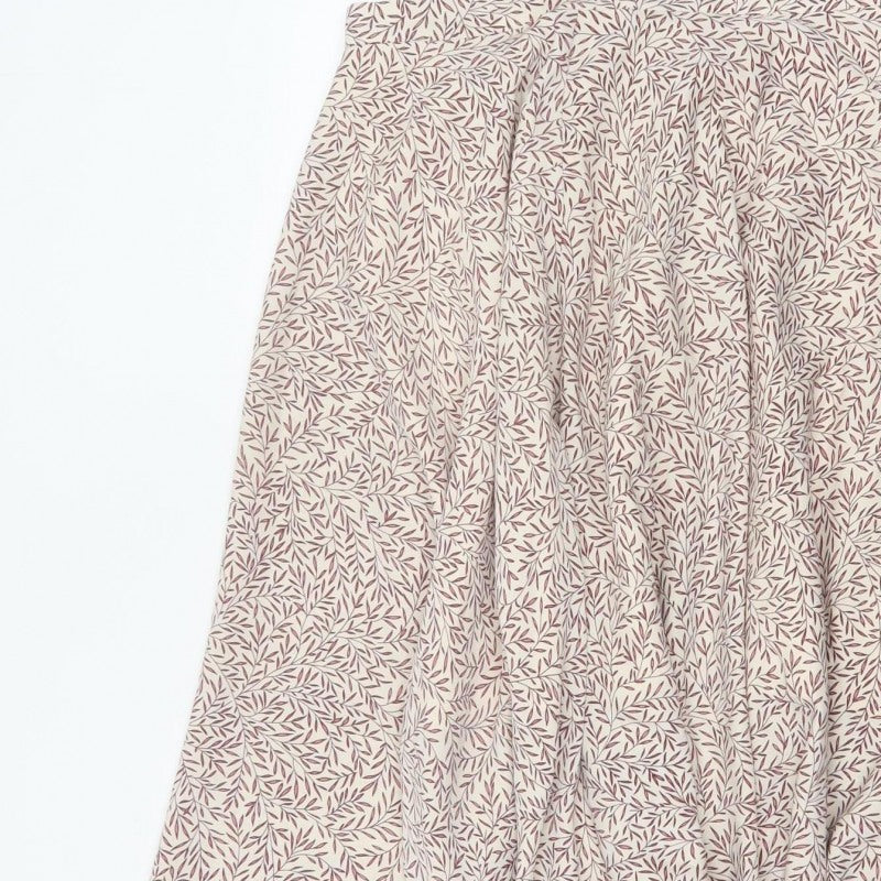 Morris & Co x H&M Women Beige UK 10 Floral Asymmetric A-Line Skirt