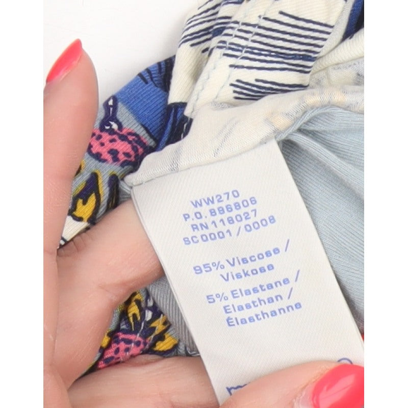Boden Women Blue Floral V-Neck Ruched Long Jersey Dress UK 10