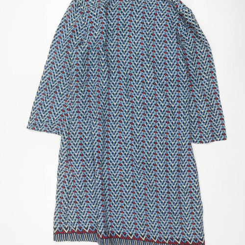 Seasalt Women Blue Chevron Print UK 14 Shift Knee Length Lined Dress