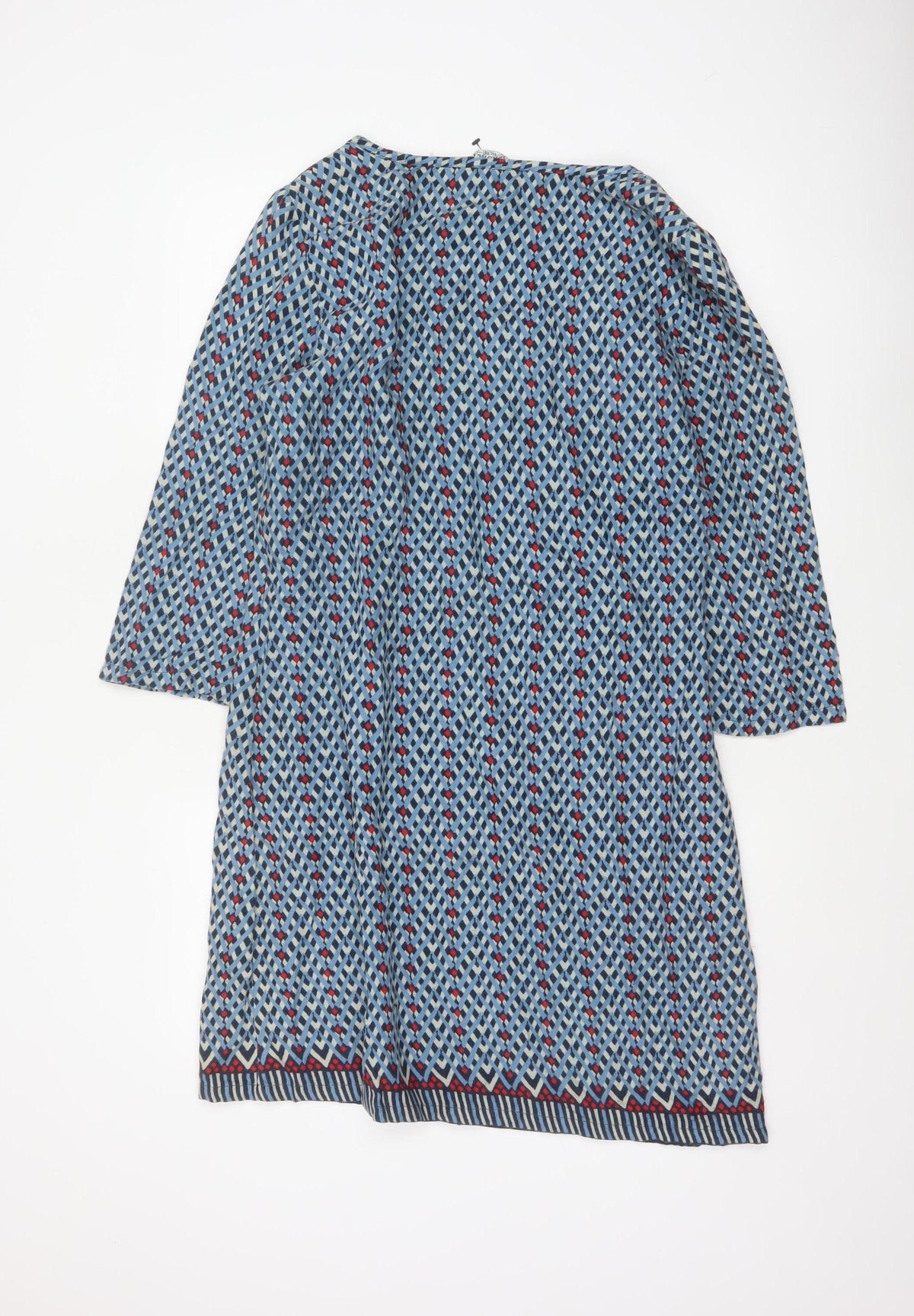 Seasalt Women Blue Chevron Print UK 14 Shift Knee Length Lined Dress