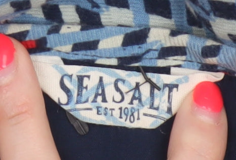 Seasalt Women Blue Chevron Print UK 14 Shift Knee Length Lined Dress