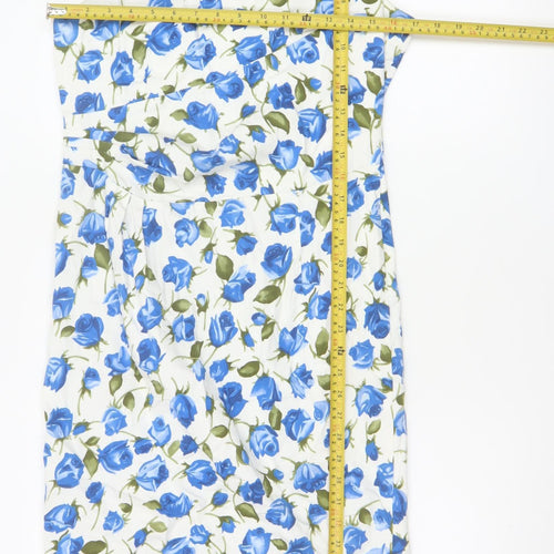 Phase Eight Women’s Blue Floral Cotton Stretch Sheath Dress UK 14