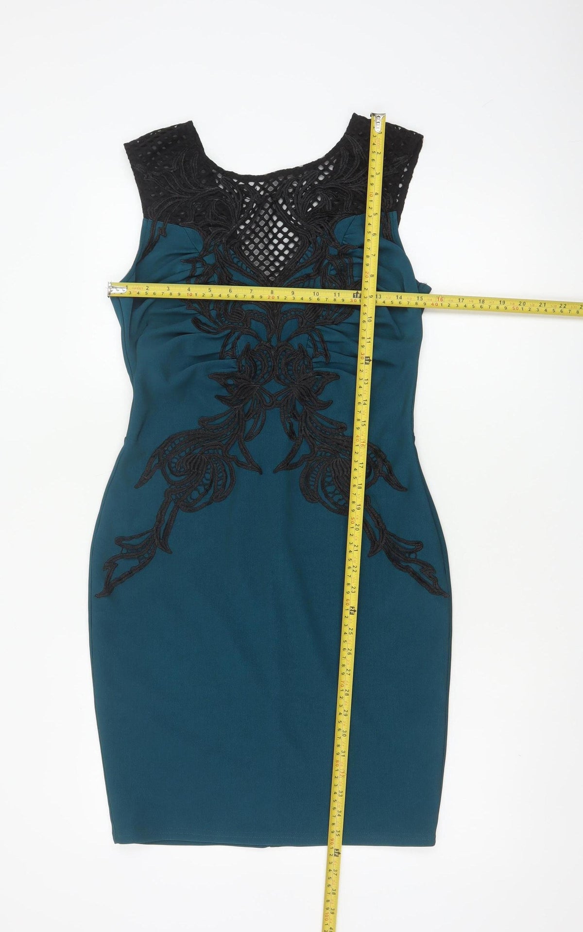 Lipsy Women Blue UK 12 Bodycon Lace Floral Knee Length Party Dress