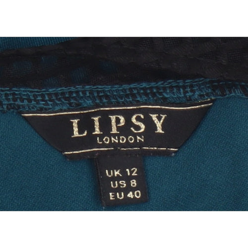Lipsy Women Blue UK 12 Bodycon Lace Floral Knee Length Party Dress