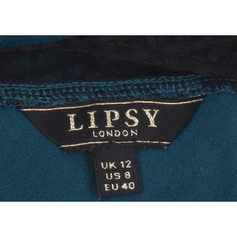 Lipsy Women Blue UK 12 Bodycon Lace Floral Knee Length Party Dress