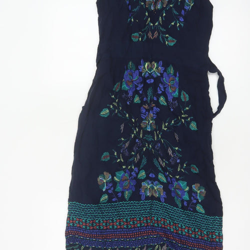 Monsoon Women Blue UK 8 Maxi Floral Embroidered Strapless Dress