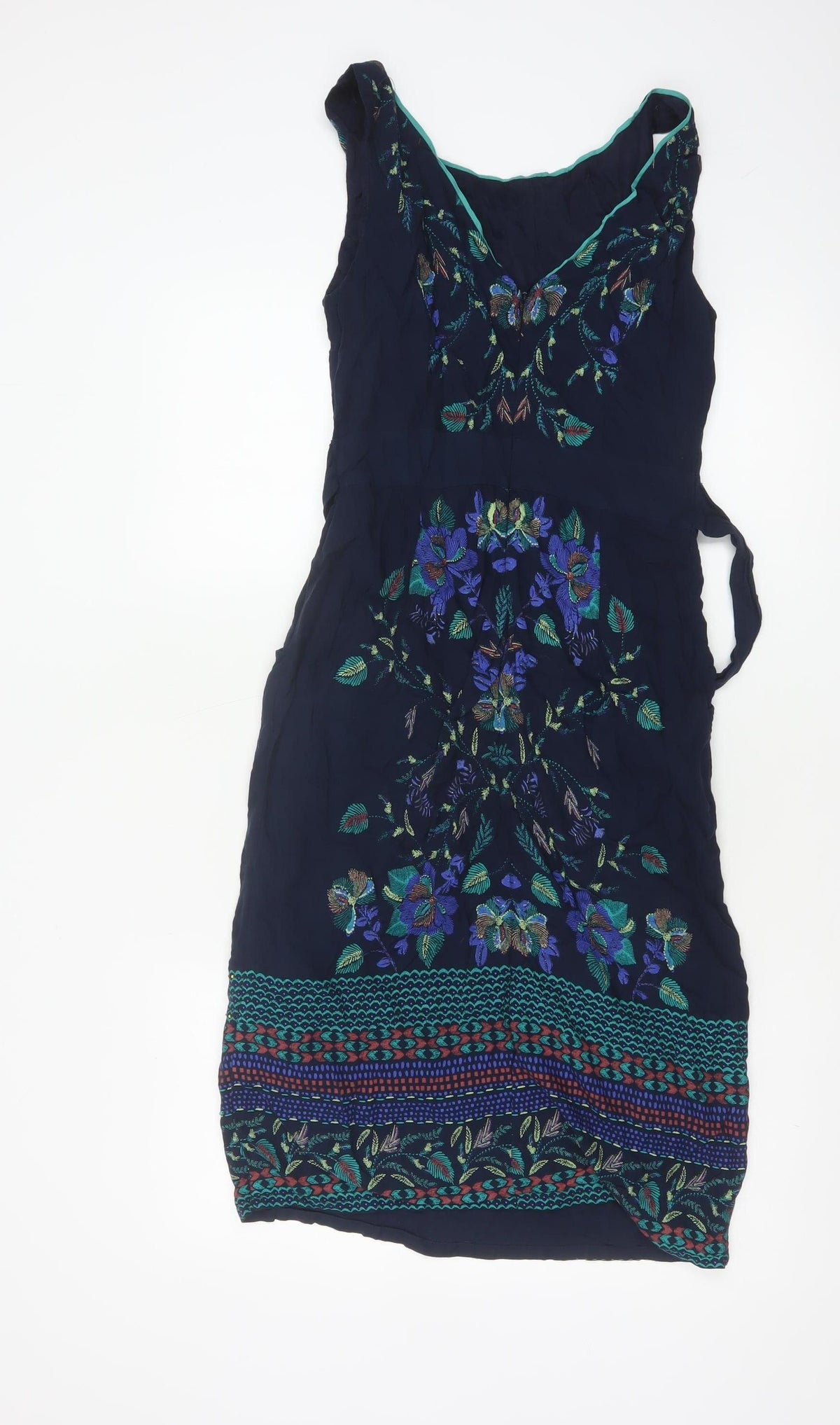 Monsoon Women Blue UK 8 Maxi Floral Embroidered Strapless Dress