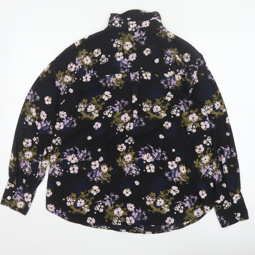 Marks and Spencer Women Black Floral Button-Up Blouse Size 12