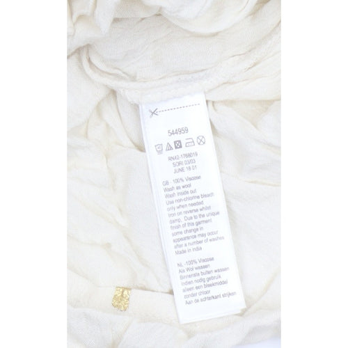 Monsoon Women Ivory M Gold Foil Crinkle Button-Up Long Sleeve Blouse