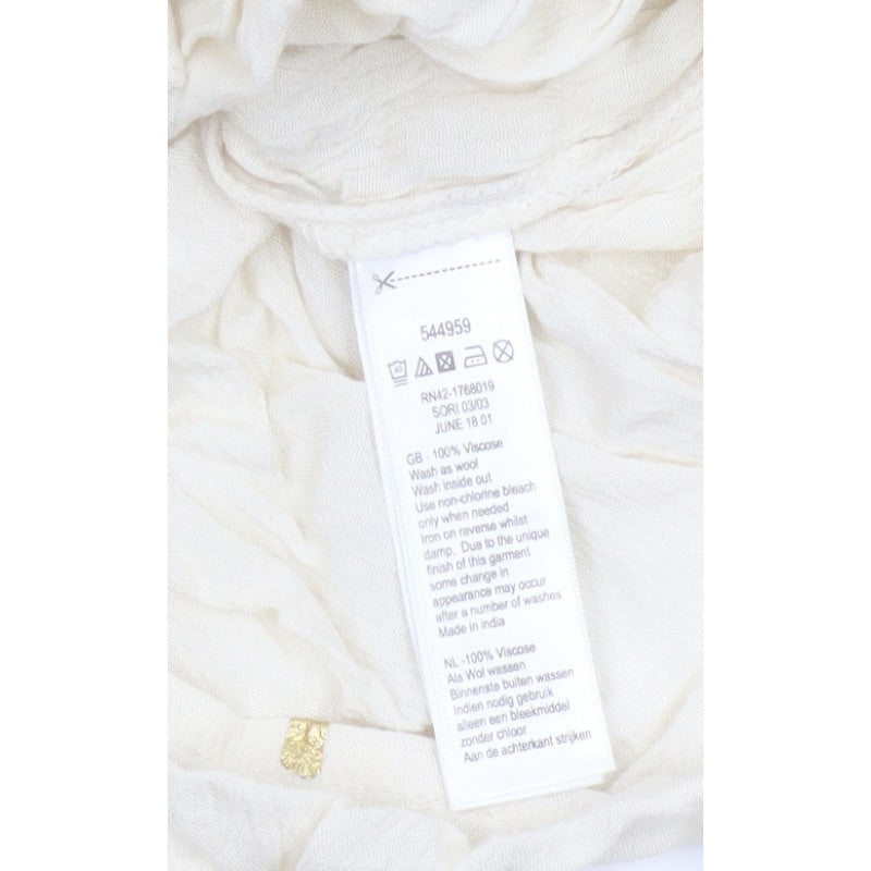 Monsoon Women Ivory M Gold Foil Crinkle Button-Up Long Sleeve Blouse