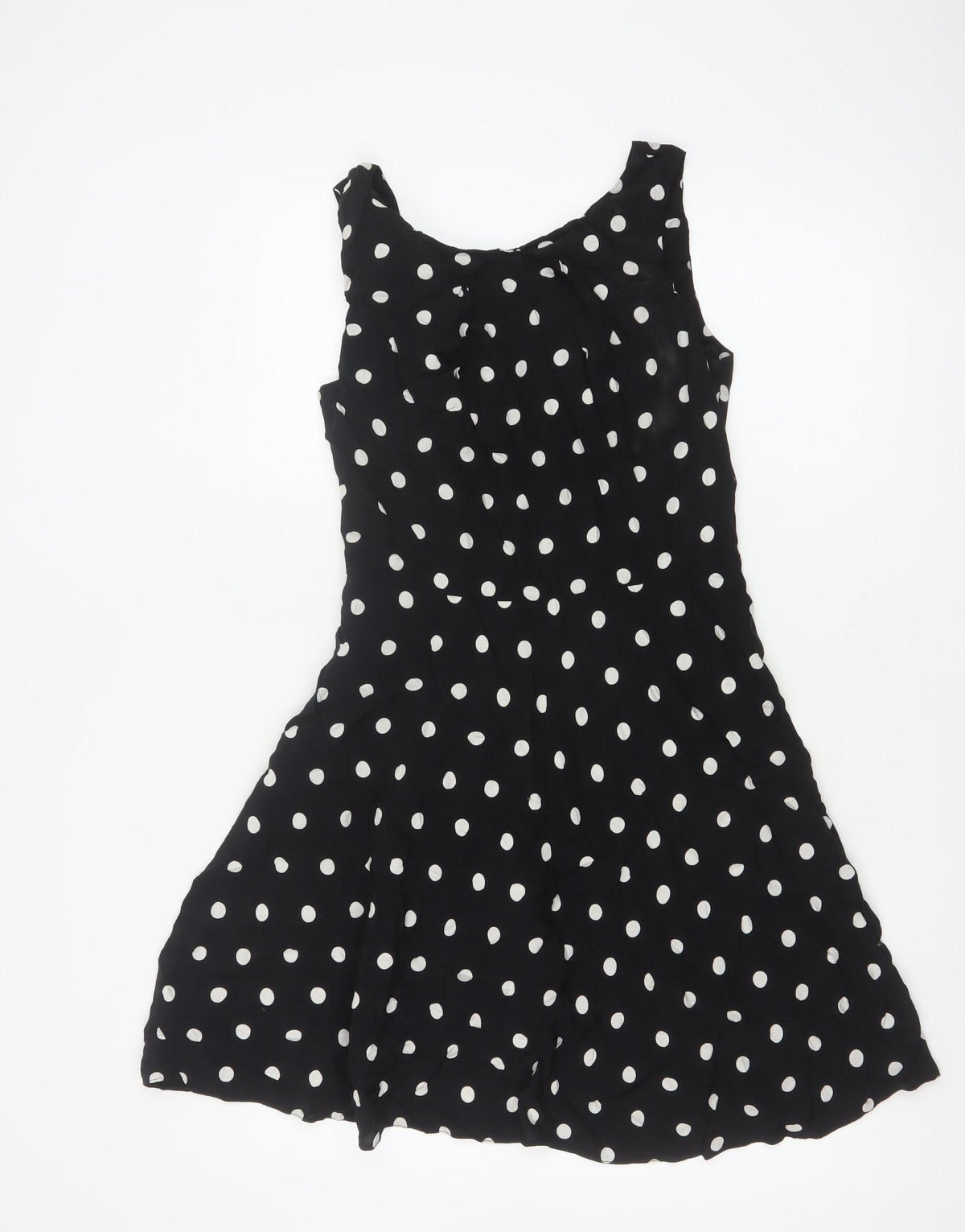 Apricot Women Black Polka Dot M Fit & Flare Knee Length Dress