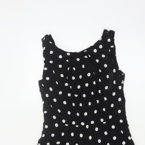 Apricot Women Black Polka Dot M Fit & Flare Knee Length Dress