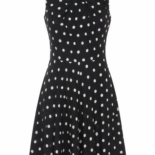 Apricot Women Black Polka Dot M Fit & Flare Knee Length Dress