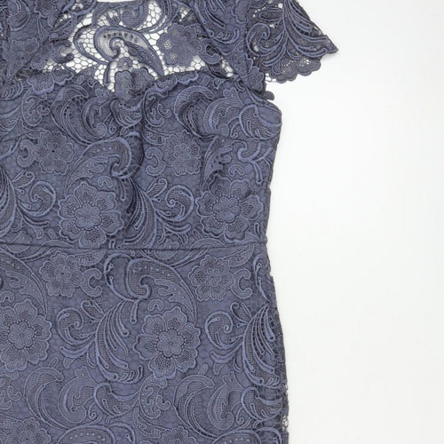 Paper Dolls Women Grey UK 12 Floral Lace Pencil Party Dress