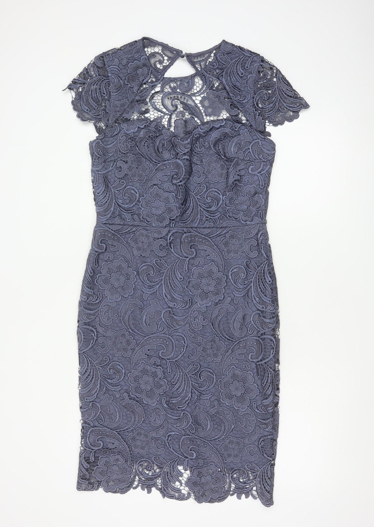 Paper Dolls Women Grey UK 12 Floral Lace Pencil Party Dress