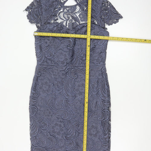 Paper Dolls Women Grey UK 12 Floral Lace Pencil Party Dress