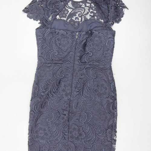 Paper Dolls Women Grey UK 12 Floral Lace Pencil Party Dress