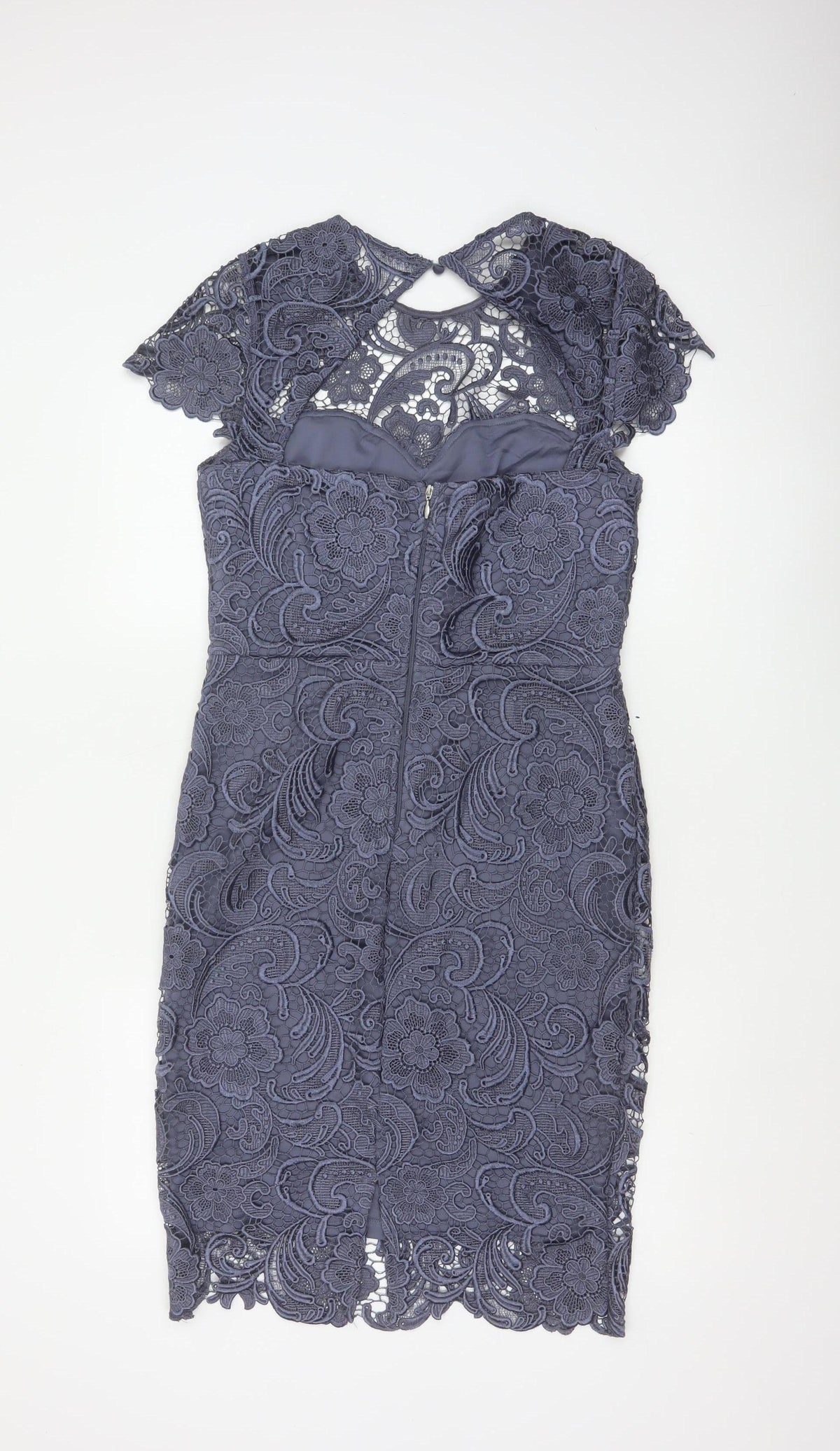 Paper Dolls Women Grey UK 12 Floral Lace Pencil Party Dress