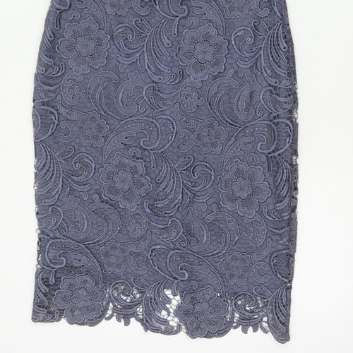 Paper Dolls Women Grey UK 12 Floral Lace Pencil Party Dress
