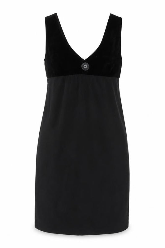 Front view of Toast Women Black, size 10, Velvet Empire Waist Sleeveless A-Line Dress