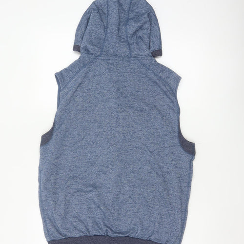 Lonsdale Men’s Blue M Sleeveless Full Zip Hooded Vest Hoodie London