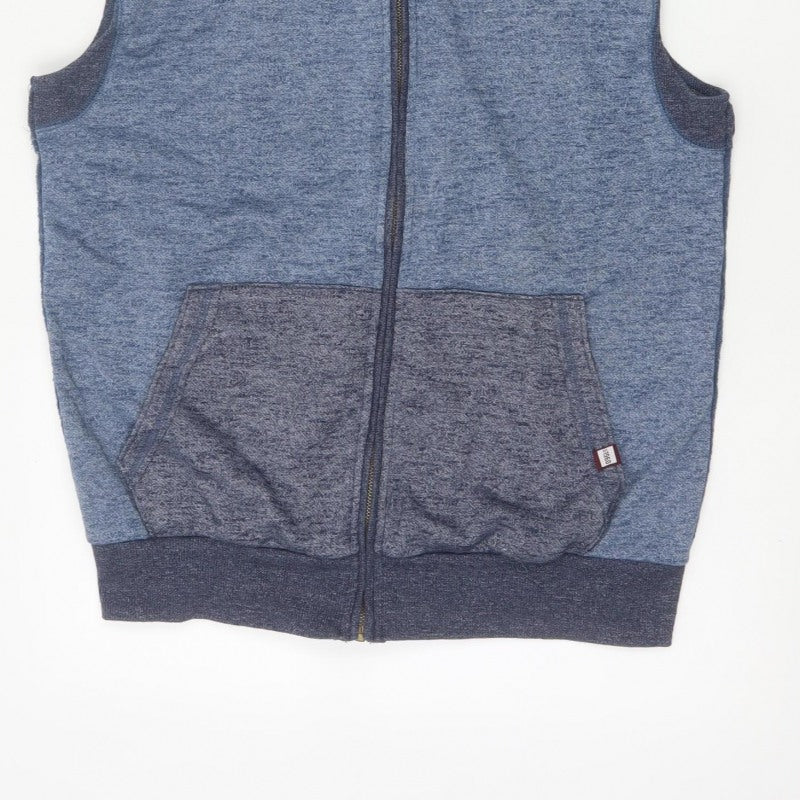 Lonsdale Men’s Blue M Sleeveless Full Zip Hooded Vest Hoodie London