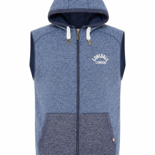 Lonsdale Men’s Blue M Sleeveless Full Zip Hooded Vest Hoodie London