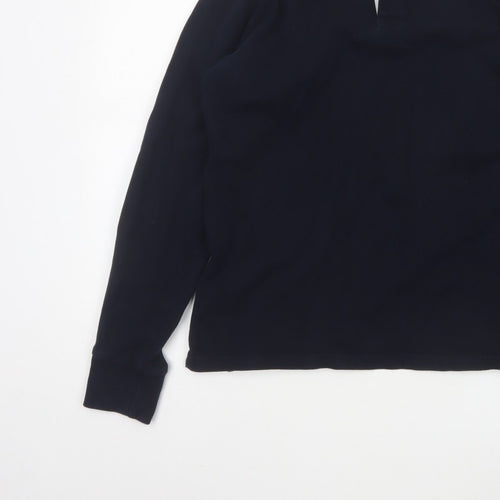 Marks & Spencer Men’s Blue White Collar Long Sleeve Polo Shirt M