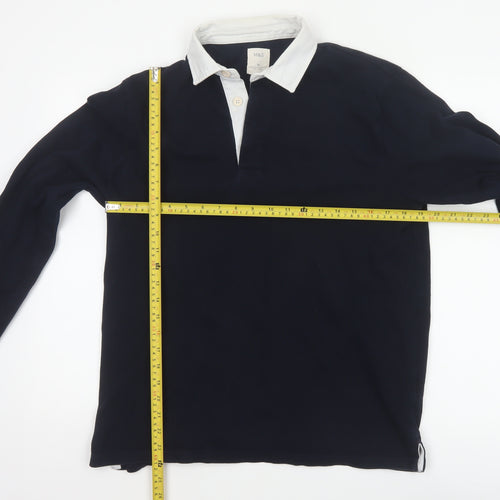 Marks & Spencer Men’s Blue White Collar Long Sleeve Polo Shirt M