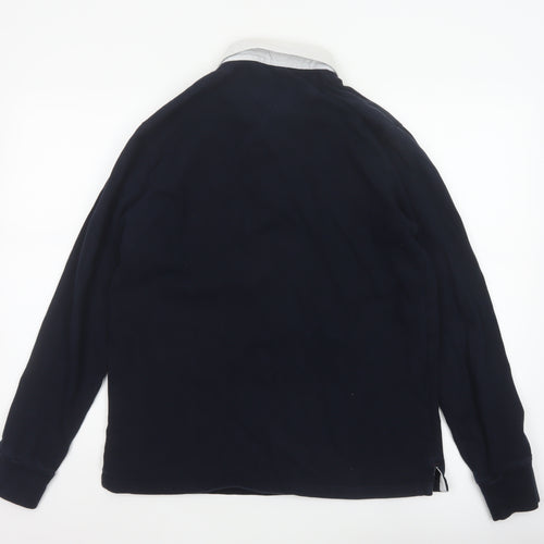 Marks & Spencer Men’s Blue White Collar Long Sleeve Polo Shirt M