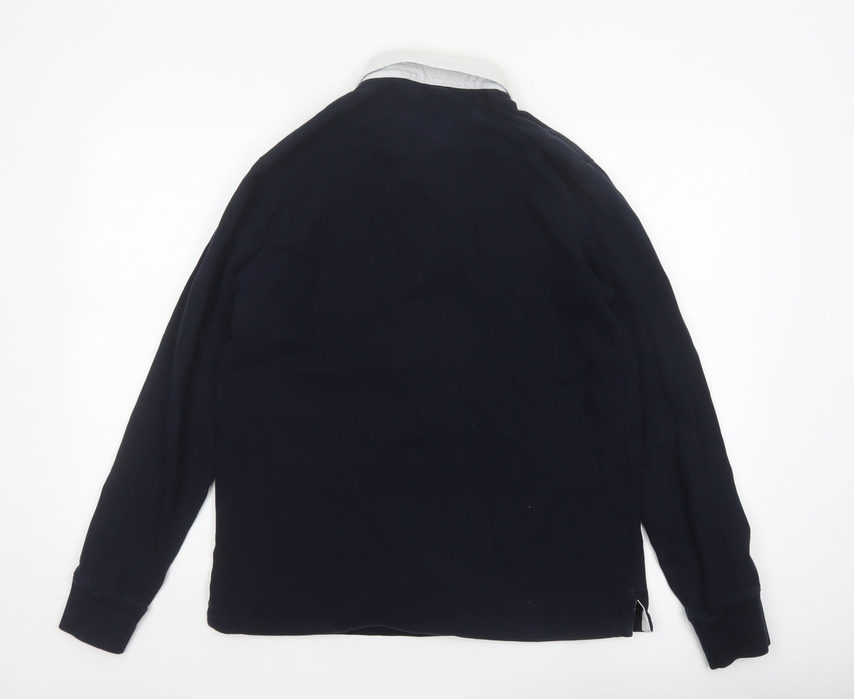 Marks & Spencer Men’s Blue White Collar Long Sleeve Polo Shirt M