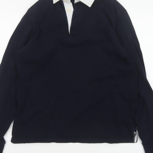 Marks & Spencer Men’s Blue White Collar Long Sleeve Polo Shirt M