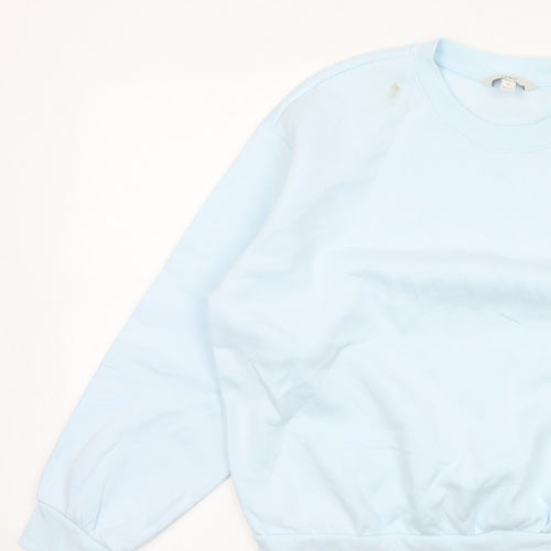 Marks & Spencer Women Blue M Crew Neck Pullover Sweatshirt Cotton