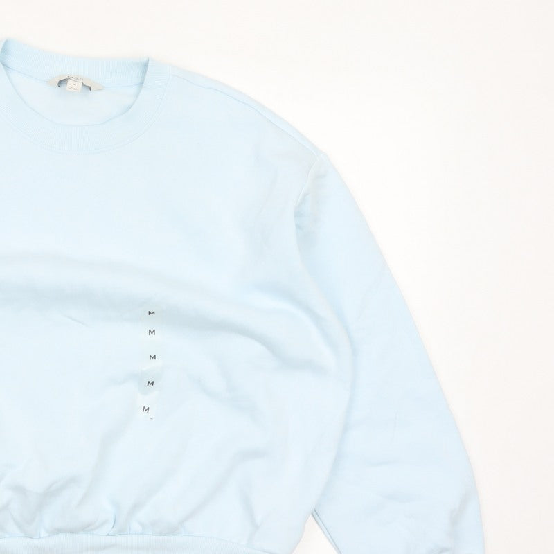 Marks & Spencer Women Blue M Crew Neck Pullover Sweatshirt Cotton