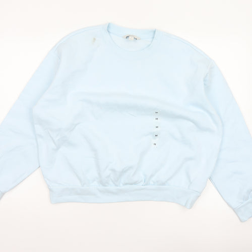 Marks & Spencer Women Blue M Crew Neck Pullover Sweatshirt Cotton