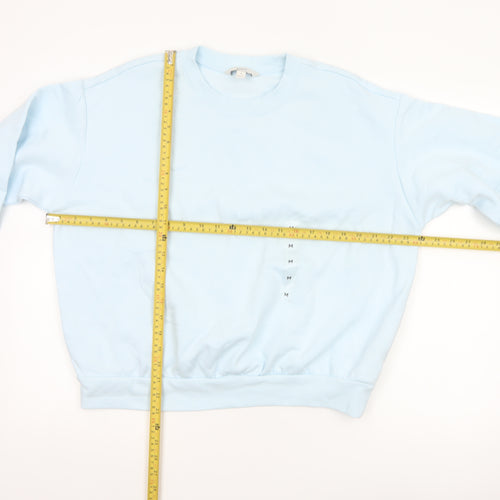 Marks & Spencer Women Blue M Crew Neck Pullover Sweatshirt Cotton