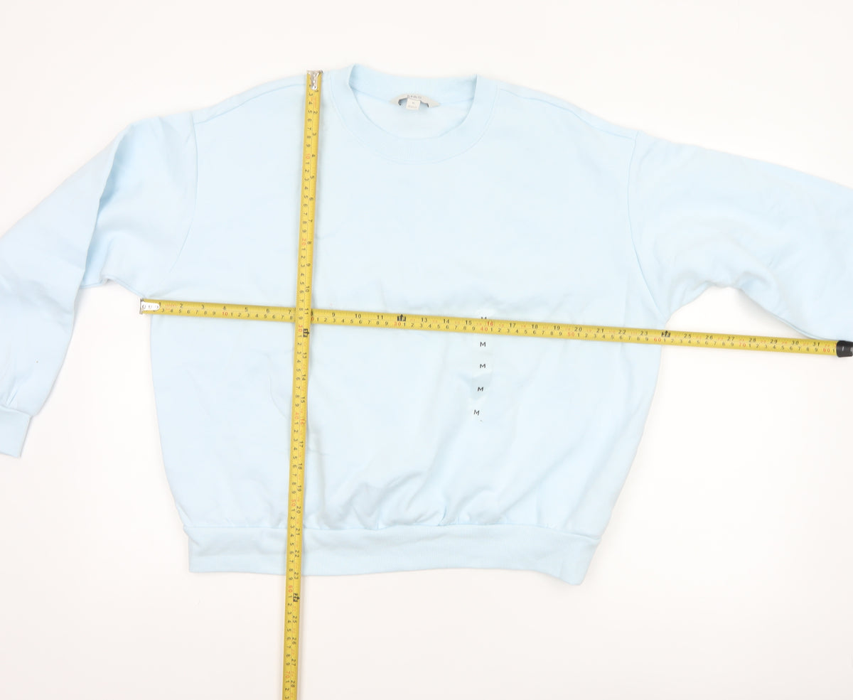 Marks & Spencer Women Blue M Crew Neck Pullover Sweatshirt Cotton