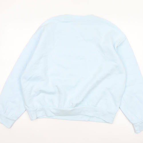 Marks & Spencer Women Blue M Crew Neck Pullover Sweatshirt Cotton