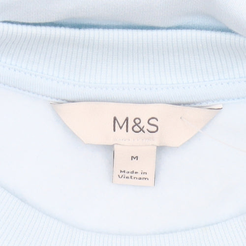 Marks & Spencer Women Blue M Crew Neck Pullover Sweatshirt Cotton