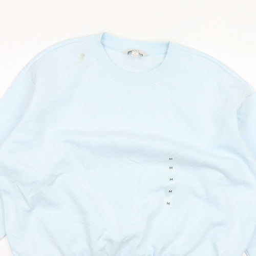 Marks & Spencer Women Blue M Crew Neck Pullover Sweatshirt Cotton